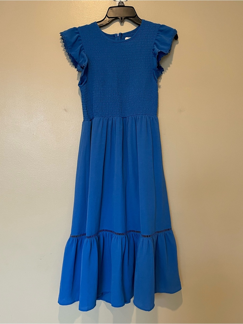 Jun & Ivy Blue Flutter Sleeve Midi Dress